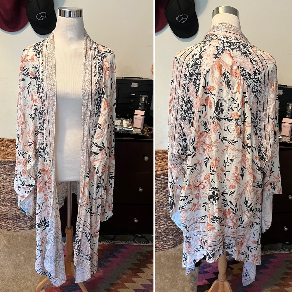 Boho Print Long Kimono Duster